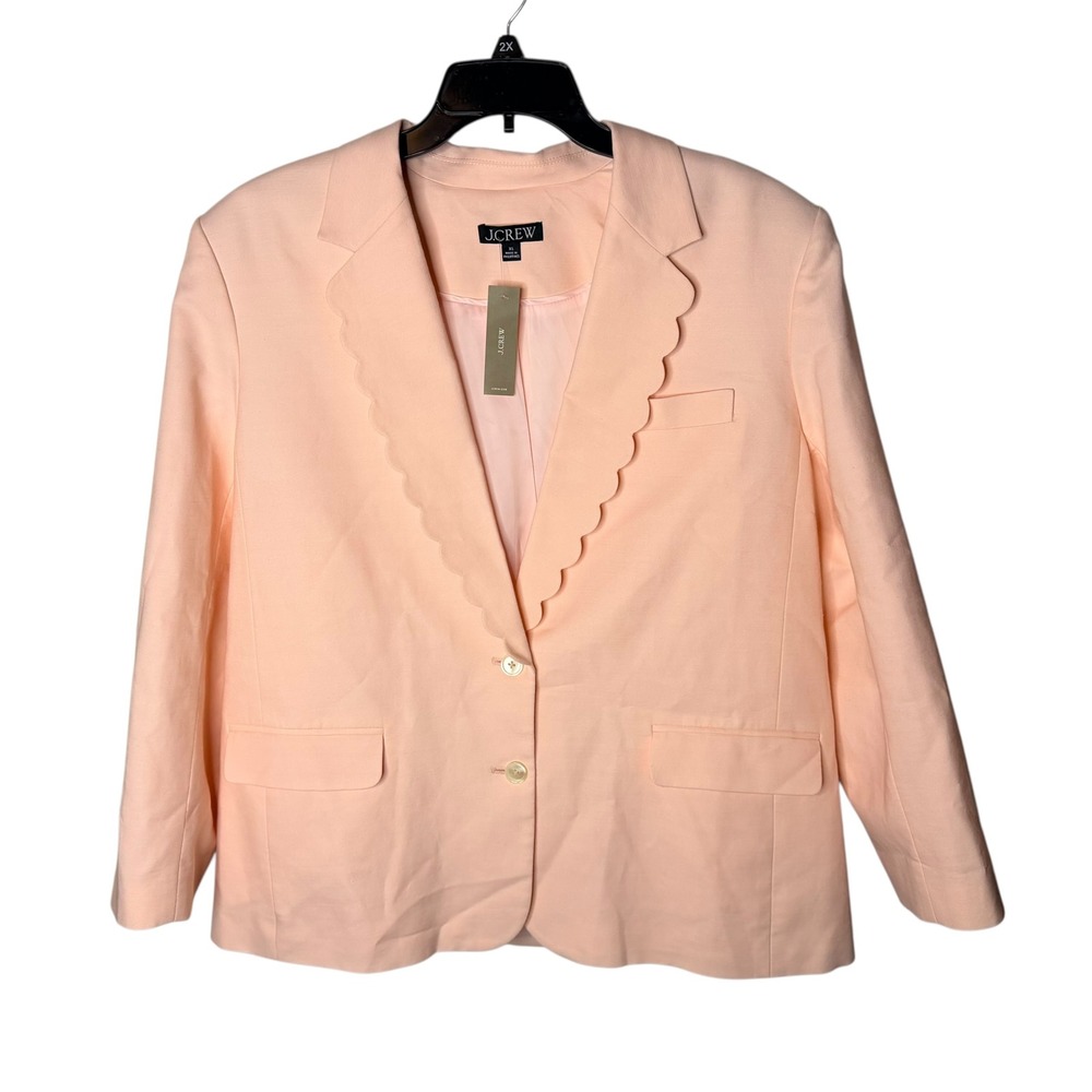 J.Crew Women XL Peach Pink Scalloped Lapel Linen Blend Blazer New NWT MSRP $278